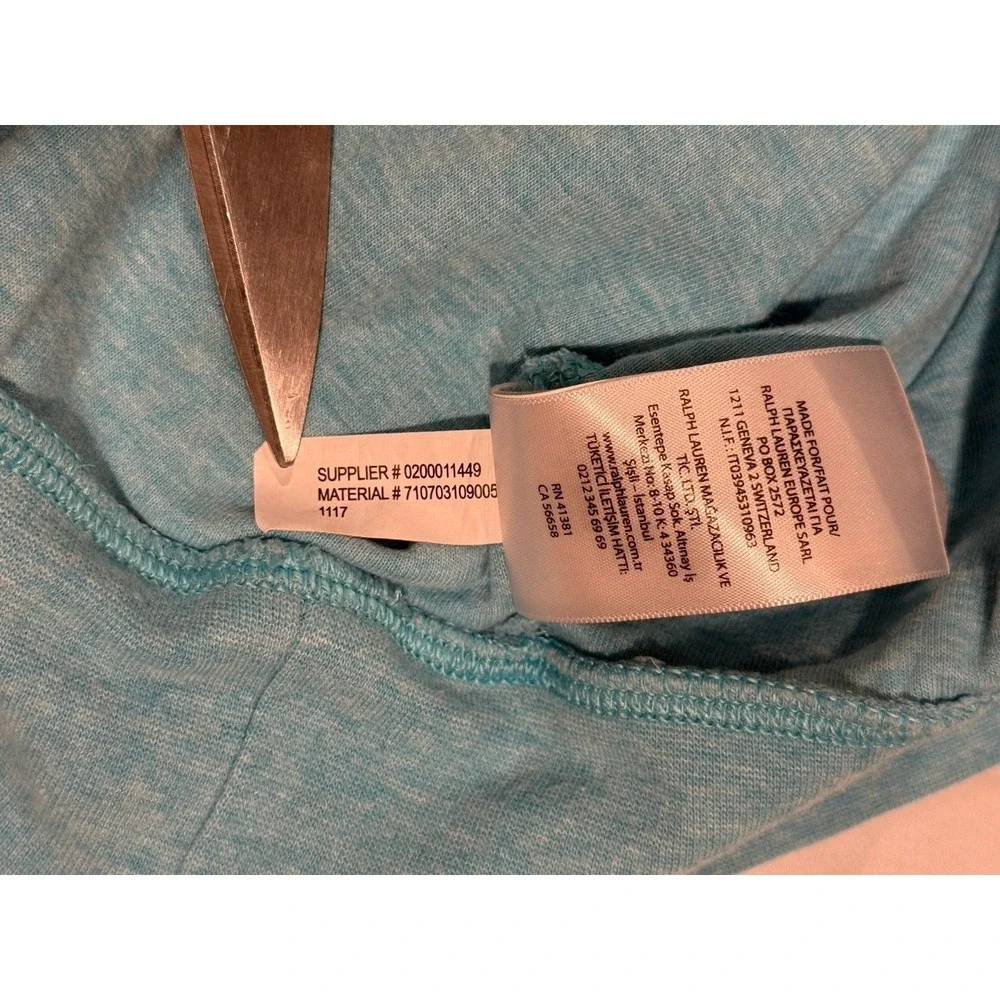 Polo Ralph Lauren Teal Yellow Pony Estate-Rib Quarter-Zip Pullover Sweater Sz LG
